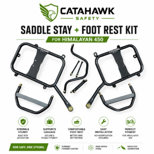 CATAHAWK Safety saddle stay and foot rest kit for Royal Enfield Himalayan 450 on white background
