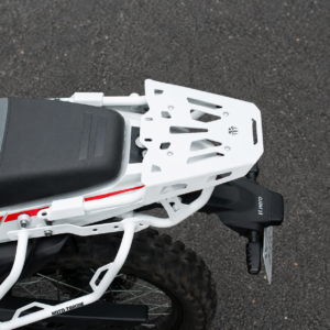 Hero XPulse 210 white rear luggage carrier by Catahawk Safety heavy duty touring back rack
